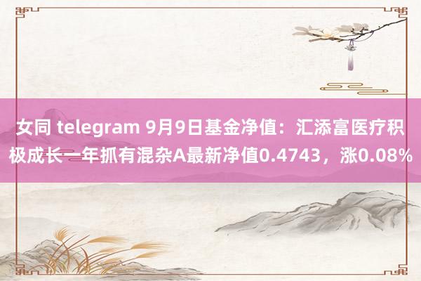 女同 telegram 9月9日基金净值：汇添富医疗积极成长一年抓有混杂A最新净值0.4743，涨0.08%