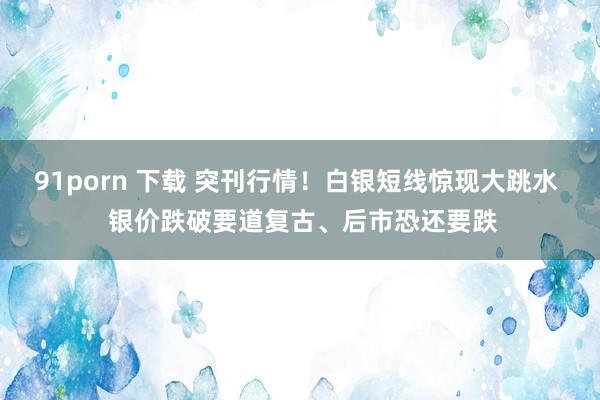 91porn 下载 突刊行情！白银短线惊现大跳水  银价跌破要道复古、后市恐还要跌