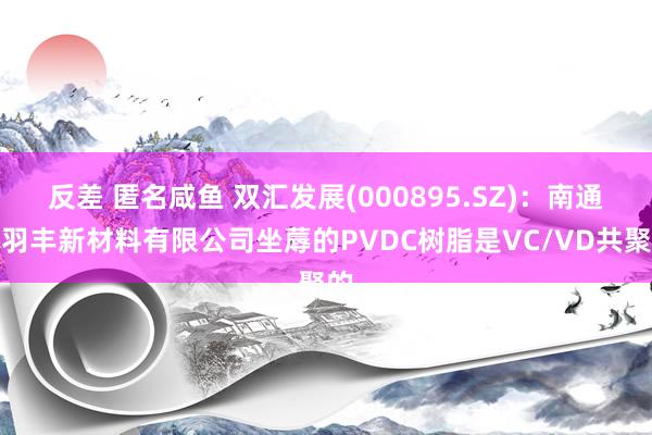 反差 匿名咸鱼 双汇发展(000895.SZ)：南通汇羽丰新材料有限公司坐蓐的PVDC树脂是VC/VD共聚的