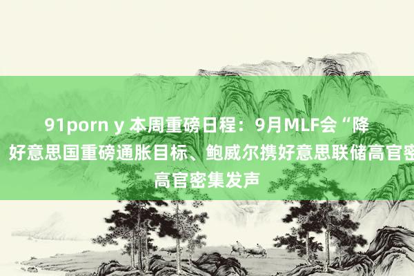 91porn y 本周重磅日程：9月MLF会“降息”吗？好意思国重磅通胀目标、鲍威尔携好意思联储高官密集发声