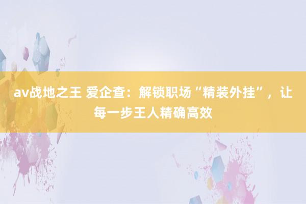 av战地之王 爱企查：解锁职场“精装外挂”，让每一步王人精确高效