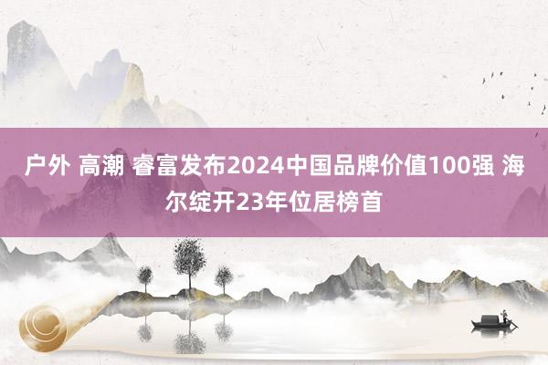 户外 高潮 睿富发布2024中国品牌价值100强 海尔绽开23年位居榜首