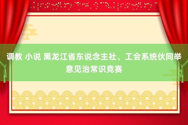 调教 小说 黑龙江省东说念主社、工会系统伙同举意见治常识竞赛