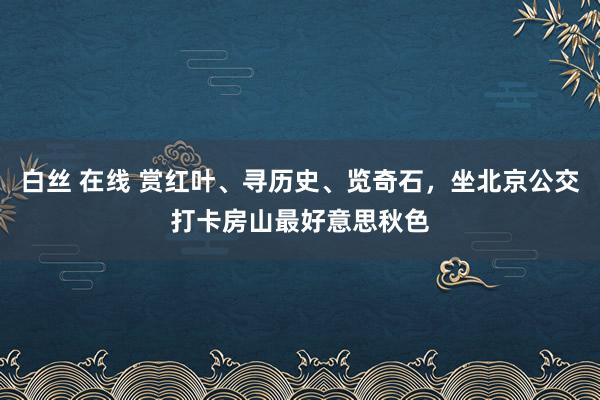 白丝 在线 赏红叶、寻历史、览奇石，坐北京公交打卡房山最好意思秋色