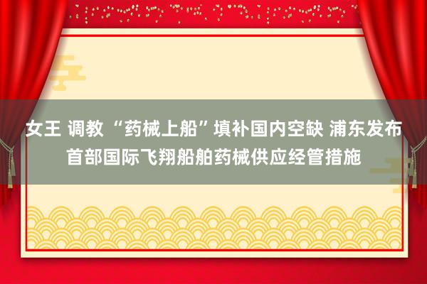 女王 调教 “药械上船”填补国内空缺 浦东发布首部国际飞翔船舶药械供应经管措施