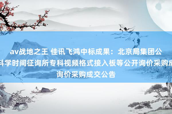 av战地之王 佳讯飞鸿中标成果：北京局集团公司北京科学时间征询所专科视频格式接入板等公开询价采购成交公告