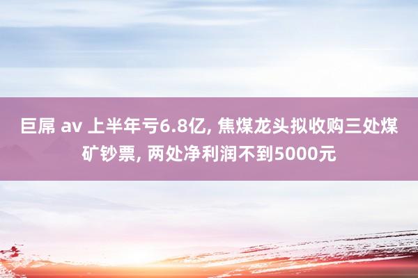 巨屌 av 上半年亏6.8亿， 焦煤龙头拟收购三处煤矿钞票， 两处净利润不到5000元