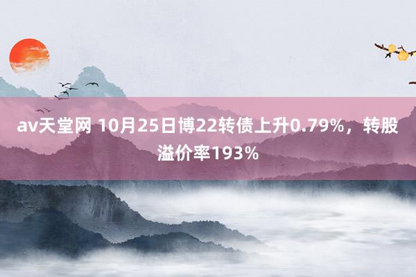 av天堂网 10月25日博22转债上升0.79%，转股溢价率193%