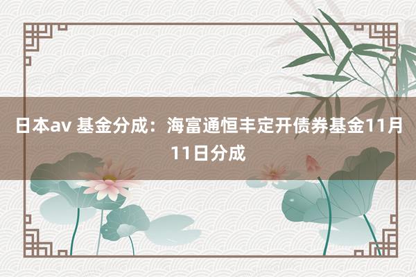 日本av 基金分成：海富通恒丰定开债券基金11月11日分成