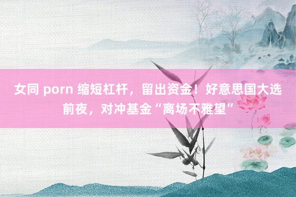 女同 porn 缩短杠杆，留出资金！好意思国大选前夜，对冲基金“离场不雅望”