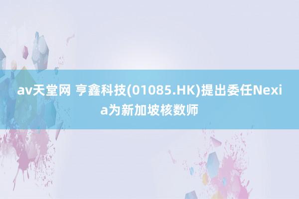 av天堂网 亨鑫科技(01085.HK)提出委任Nexia为新加坡核数师