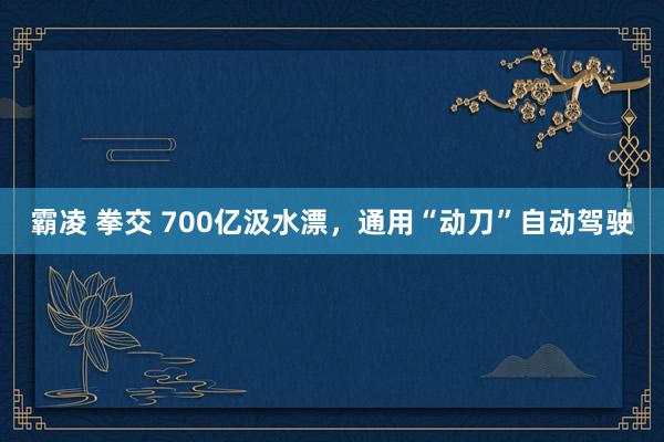 霸凌 拳交 700亿汲水漂，通用“动刀”自动驾驶