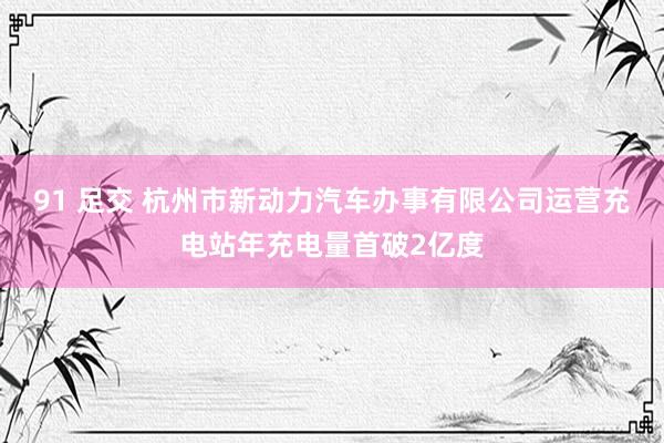 91 足交 杭州市新动力汽车办事有限公司运营充电站年充电量首破2亿度