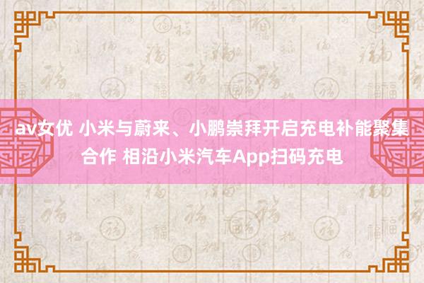 av女优 小米与蔚来、小鹏崇拜开启充电补能聚集合作 相沿小米汽车App扫码充电