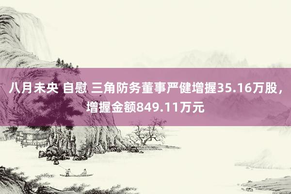 八月未央 自慰 三角防务董事严健增握35.16万股，增握金额849.11万元