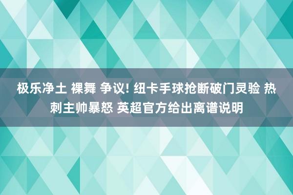 极乐净土 裸舞 争议! 纽卡手球抢断破门灵验 热刺主帅暴怒 英超官方给出离谱说明