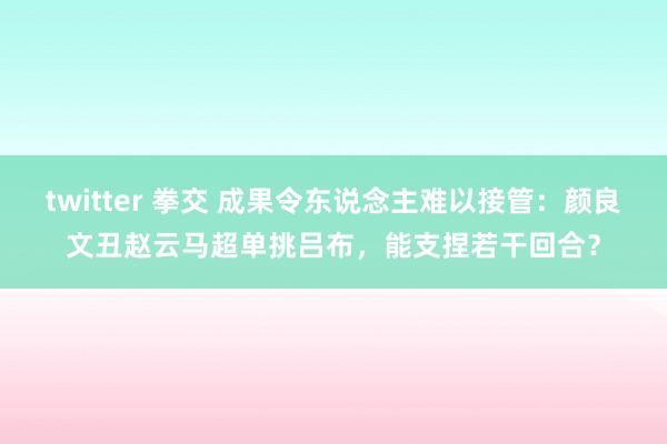 twitter 拳交 成果令东说念主难以接管：颜良文丑赵云马超单挑吕布，能支捏若干回合？